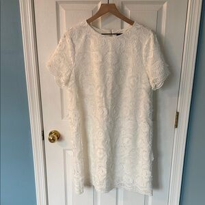 Zara White Floral Lace Mini Dress